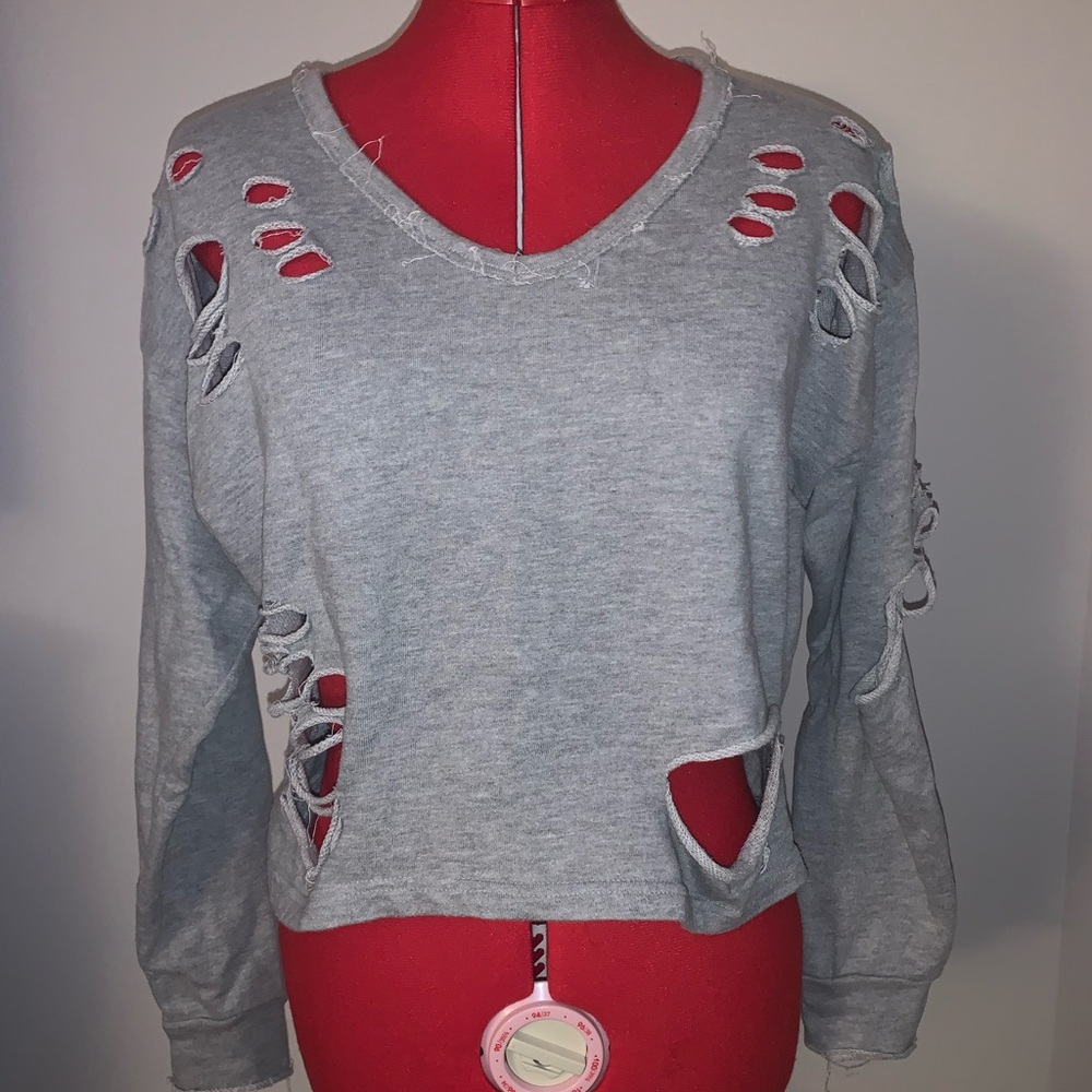 Long Sleeve Ripped Top